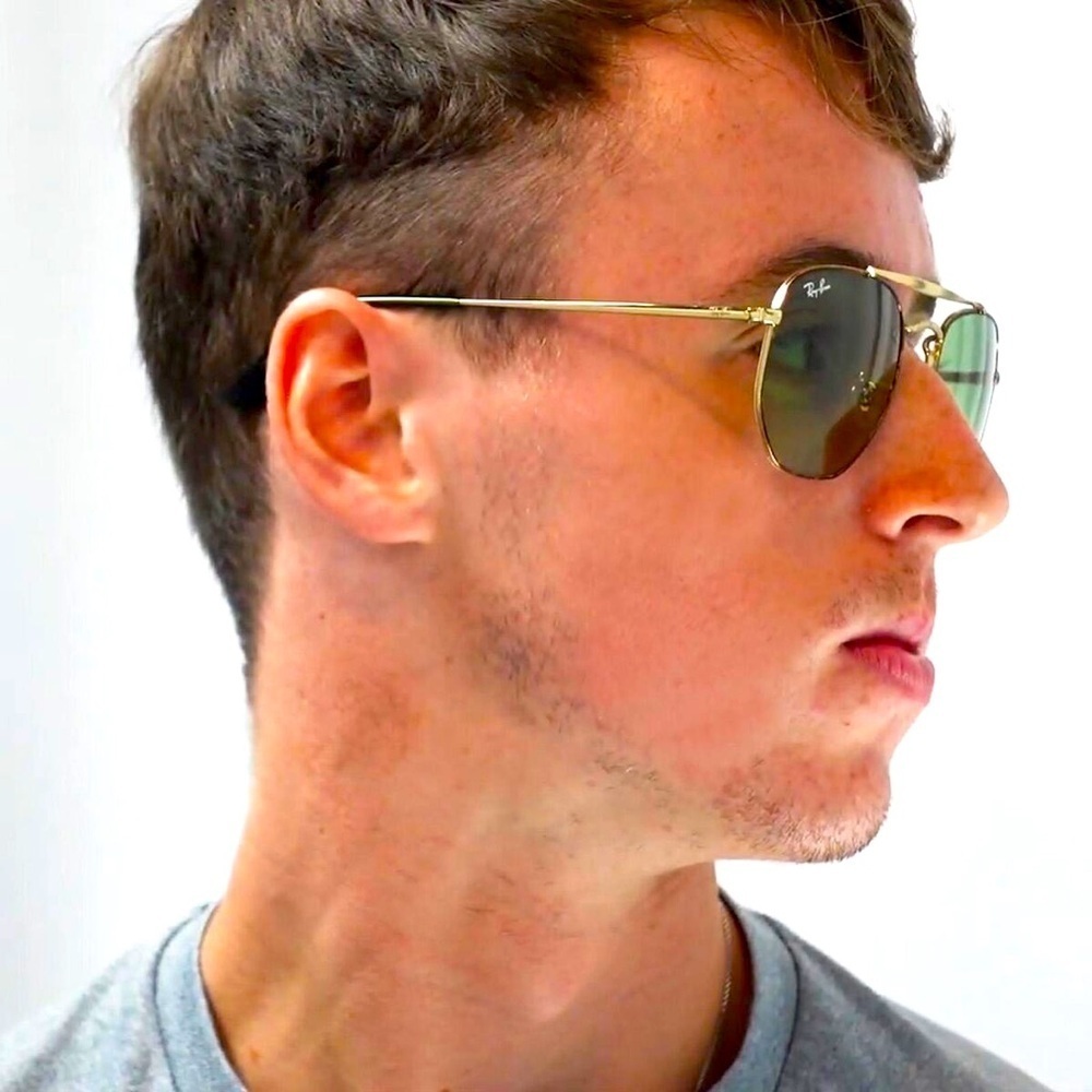 Ray-Ban Marshal Sunglasses Gold Hexagon Frame RB3648 001 54-21 Smoke Lens 343 - Picture 6 of 17